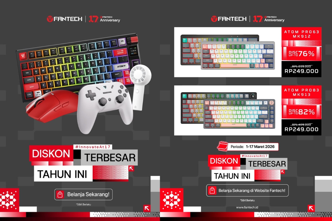 Anniversary ke-17 Fantech: Diskon Besar 5 Keyboard Gaming Terbaik Mulai Rp200 Ribuan!