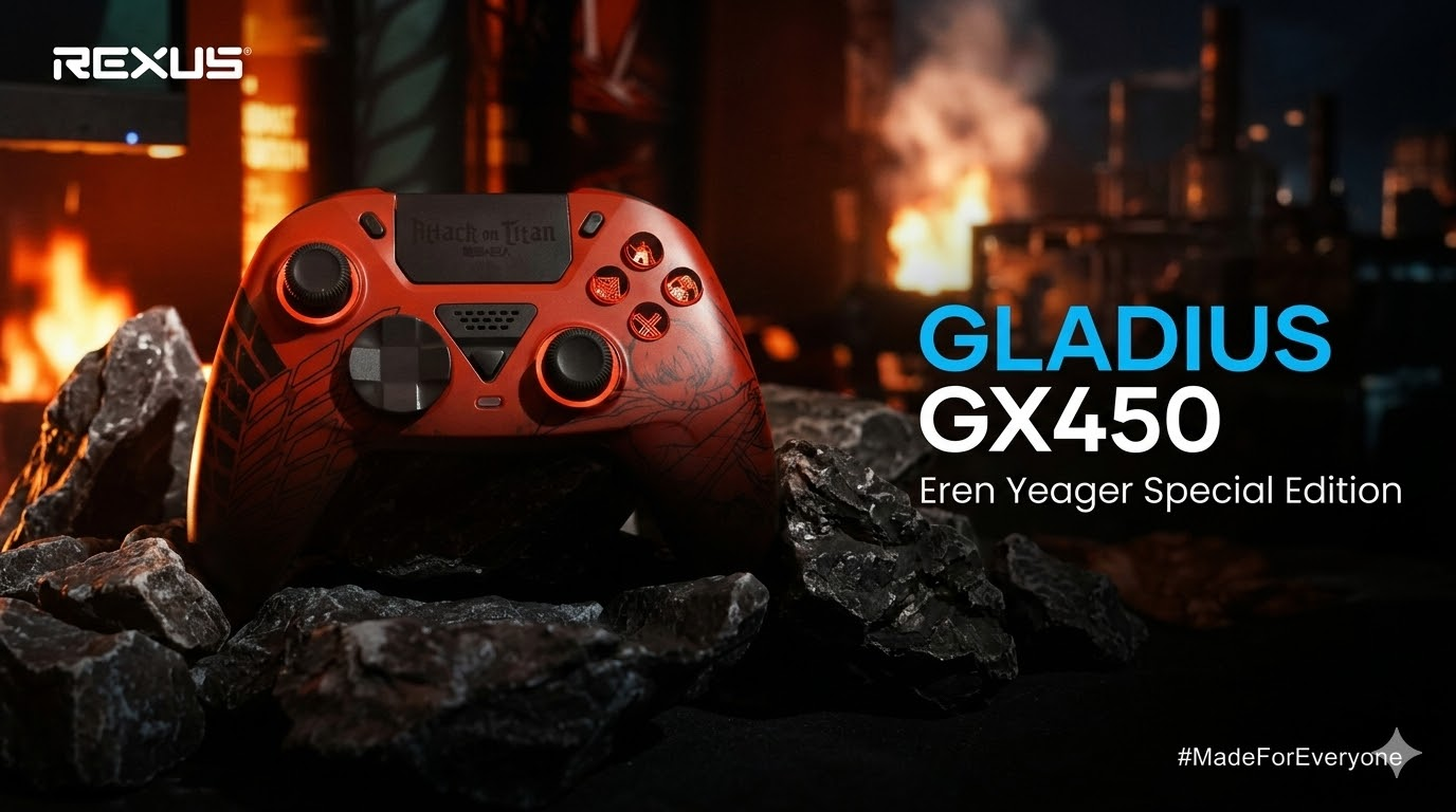 Rexus Rilis Gamepad Gladius GX450 Edisi Spesial Eren Yeager Attack on Titan!
